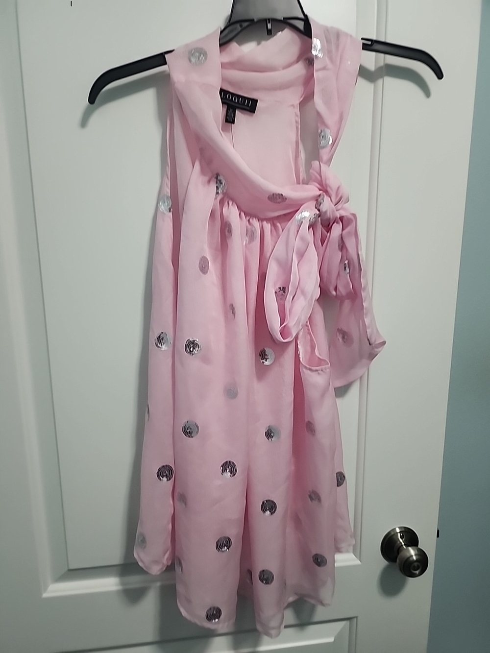 Eloquii Pink Sleeveless Sequin Dot Party Dress with Side Bow